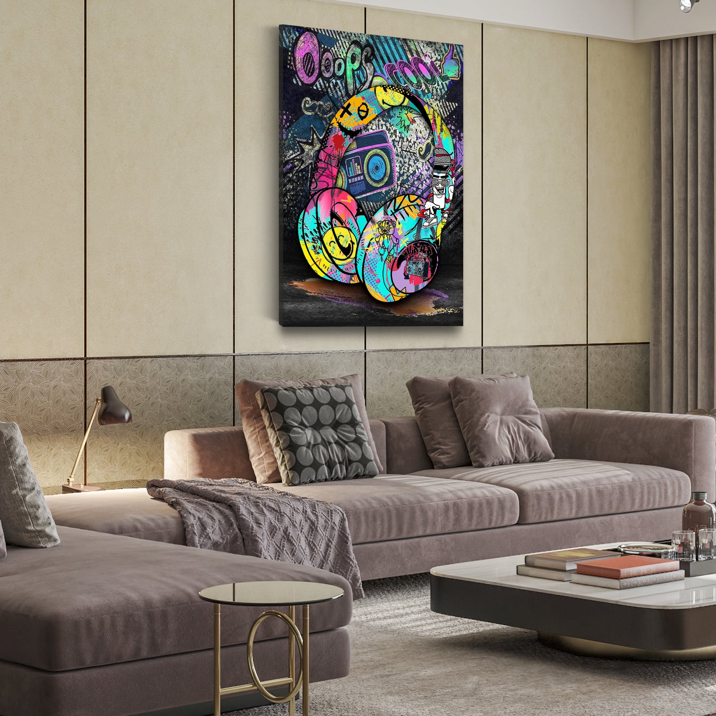Quadro moderno Cuffie Graffiti Style