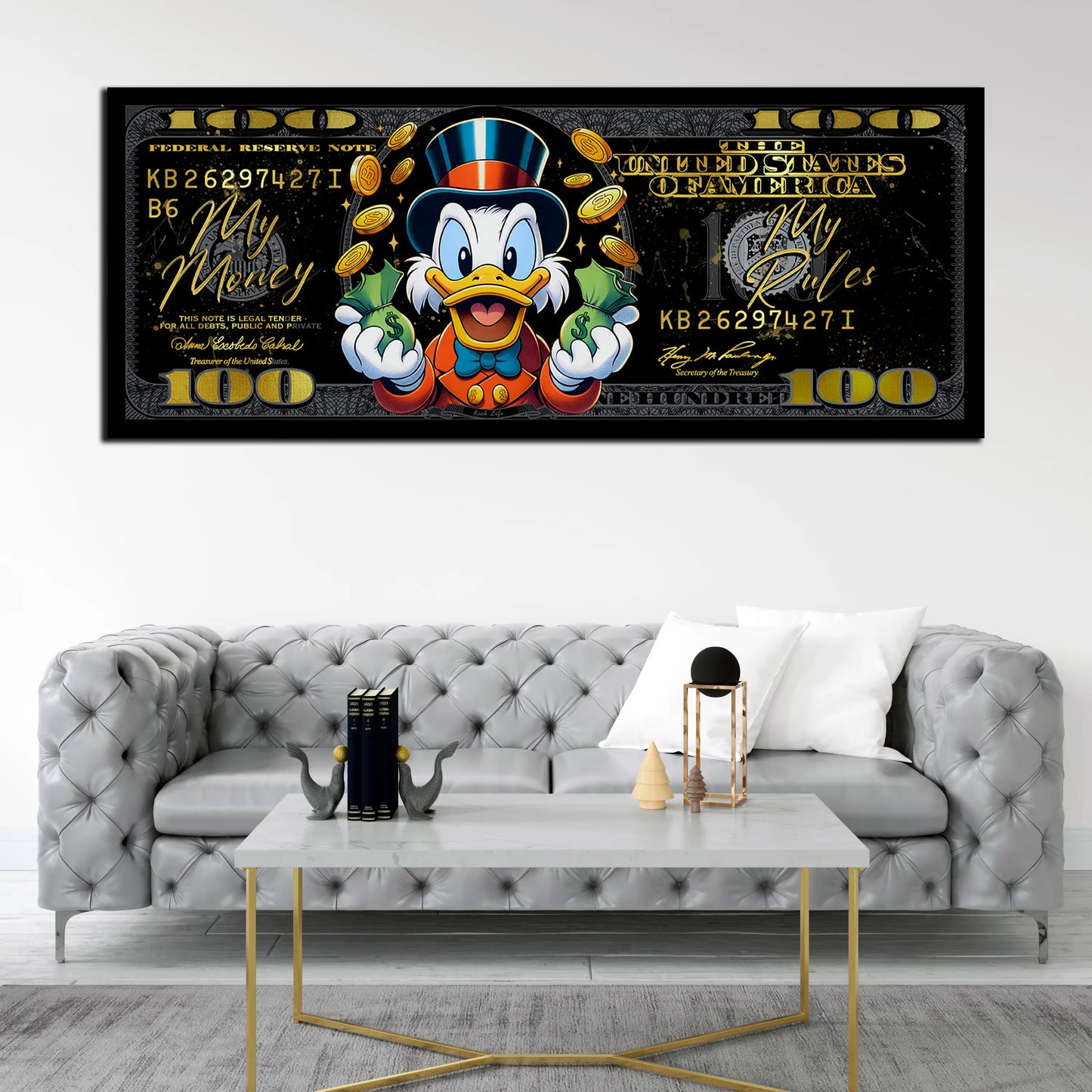 Quadro moderno Dollar Duck My Money My Rules Black