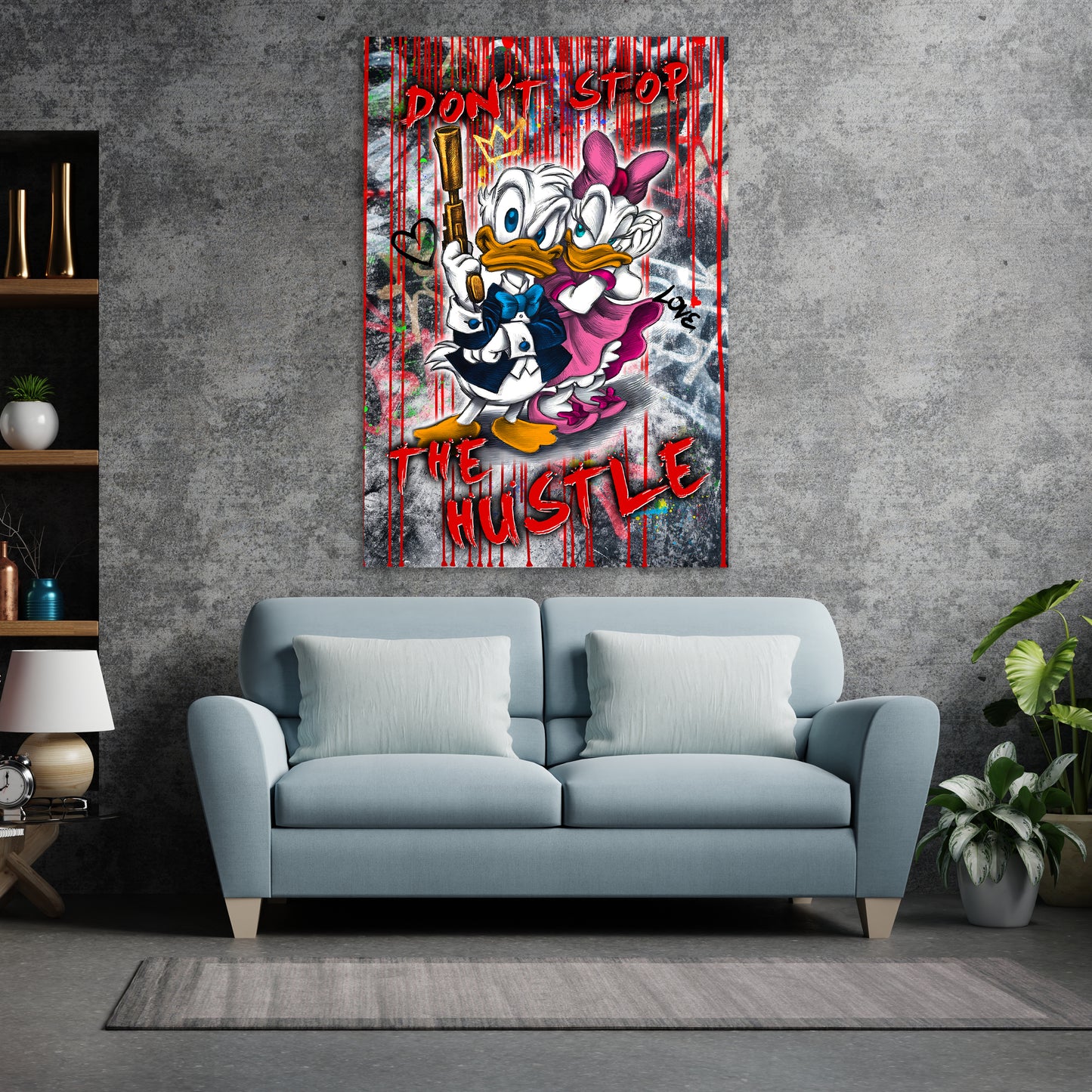 Quadro stampa su tela moderno Duck Hustle Pop Art Style