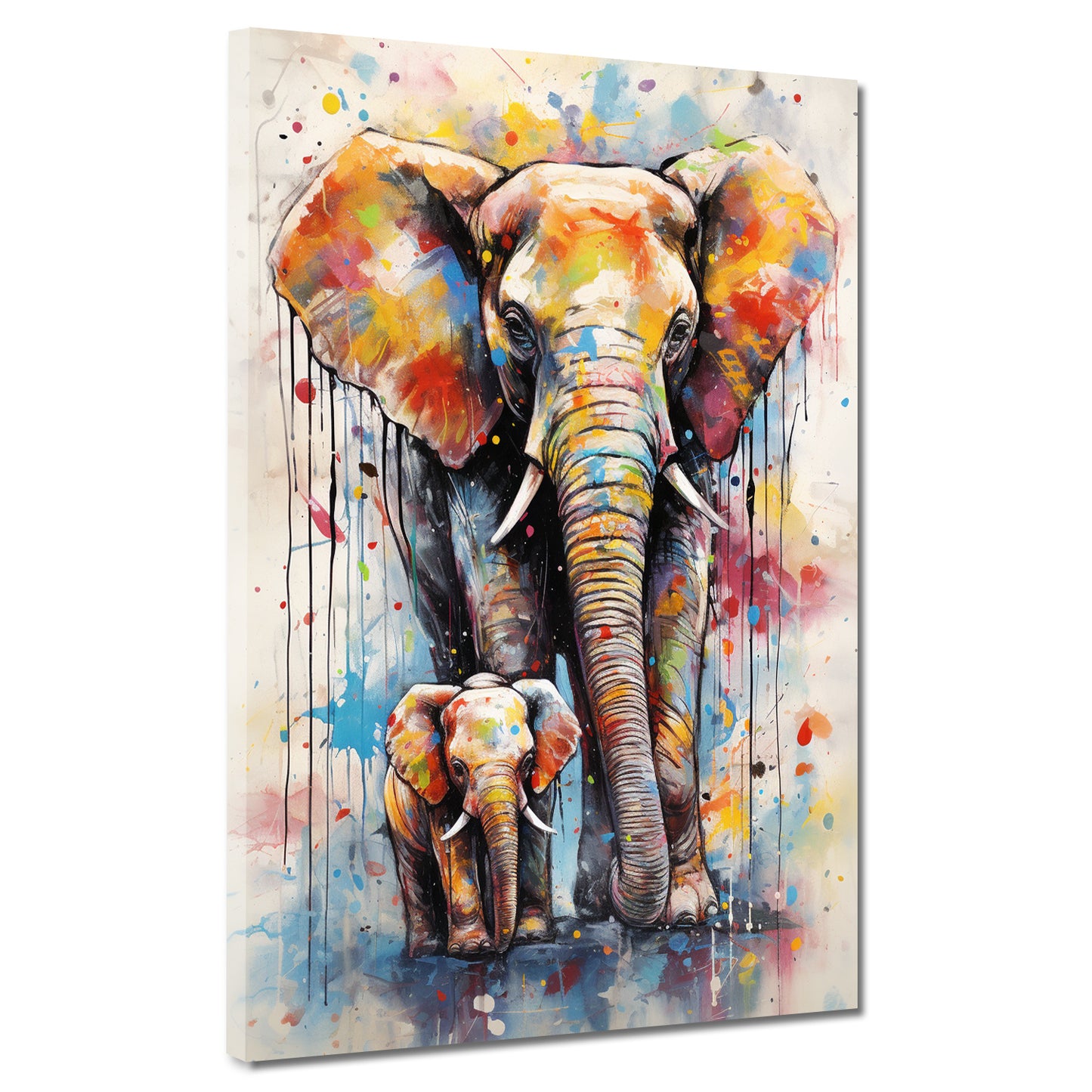 Quadro moderno Elefante pop art con baby elefante