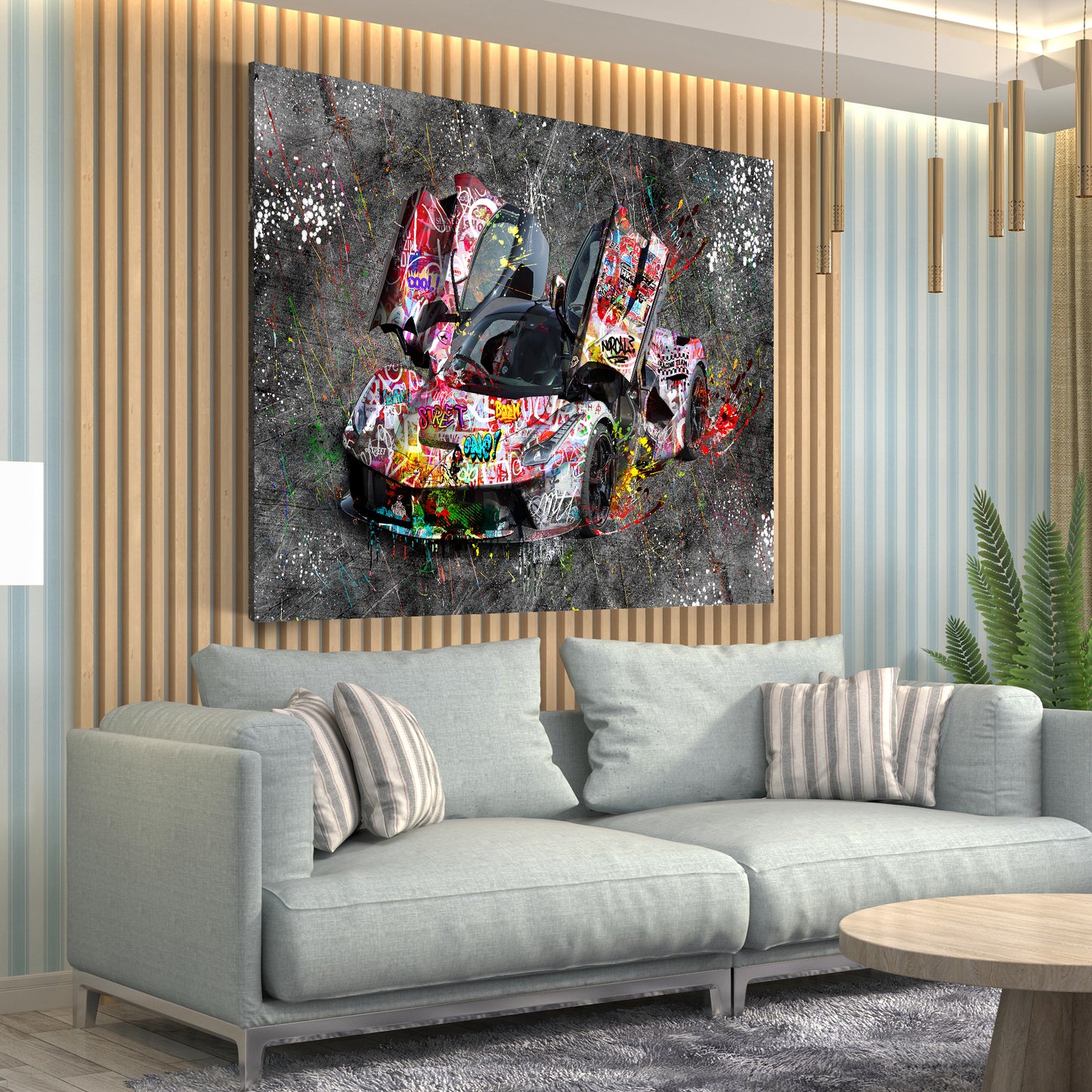 Quadro stampa su tela moderno Ferrari Graffiti Street Art Style