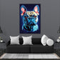 Quadro stampa su tela moderno French Bulldog Blue Style