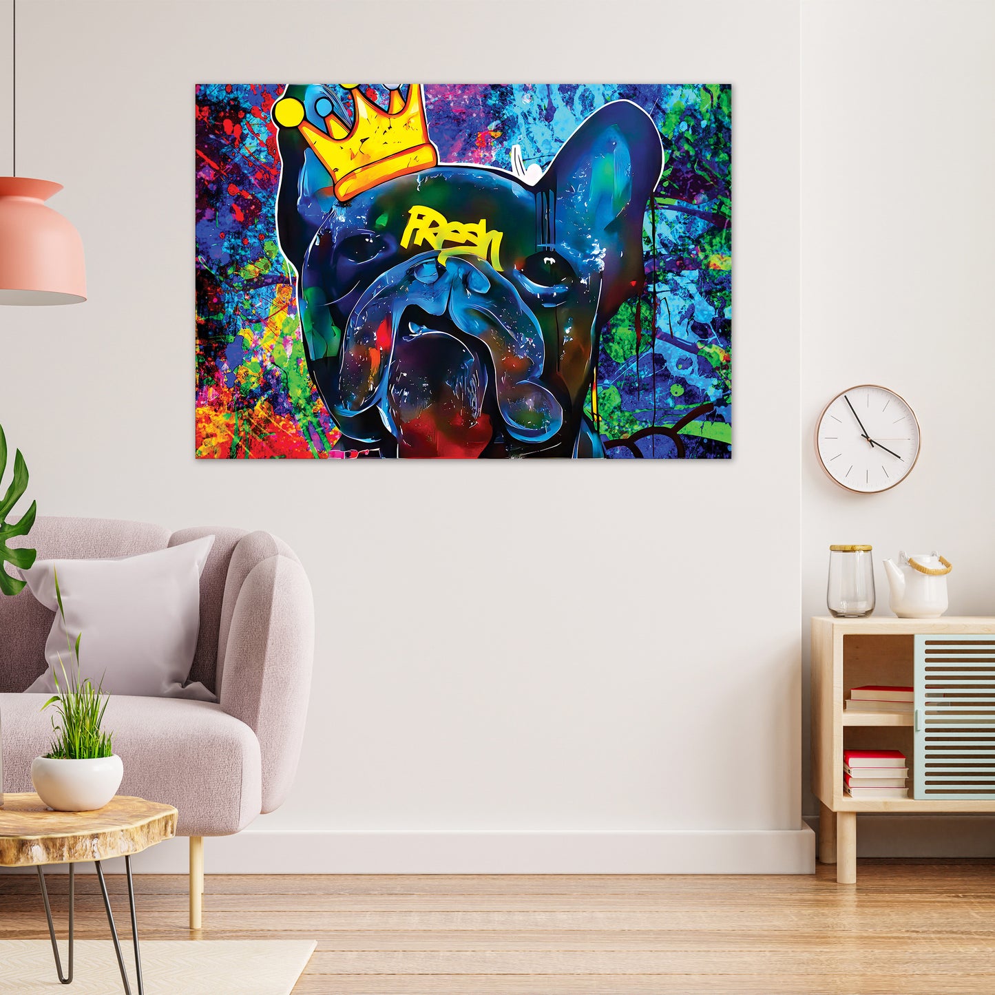 Quadro stampa su tela moderno French Bulldog Pop Art Style