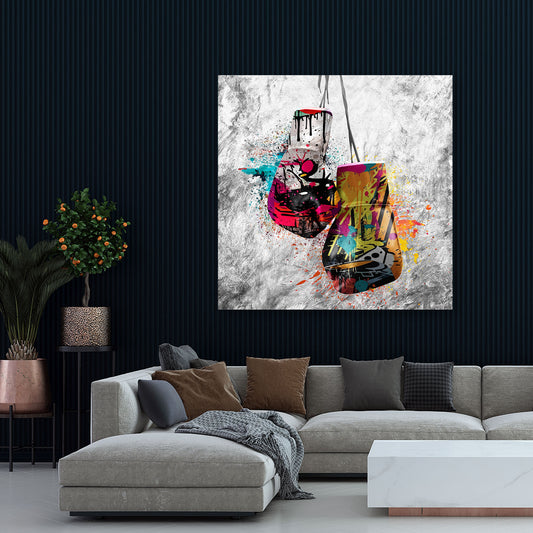 Quadro moderno Guantoni da boxe in street art
