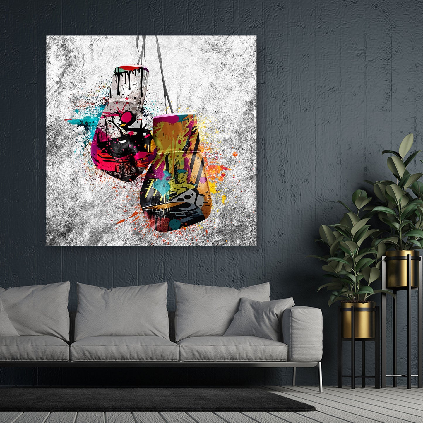 Quadro moderno Guantoni da boxe in street art