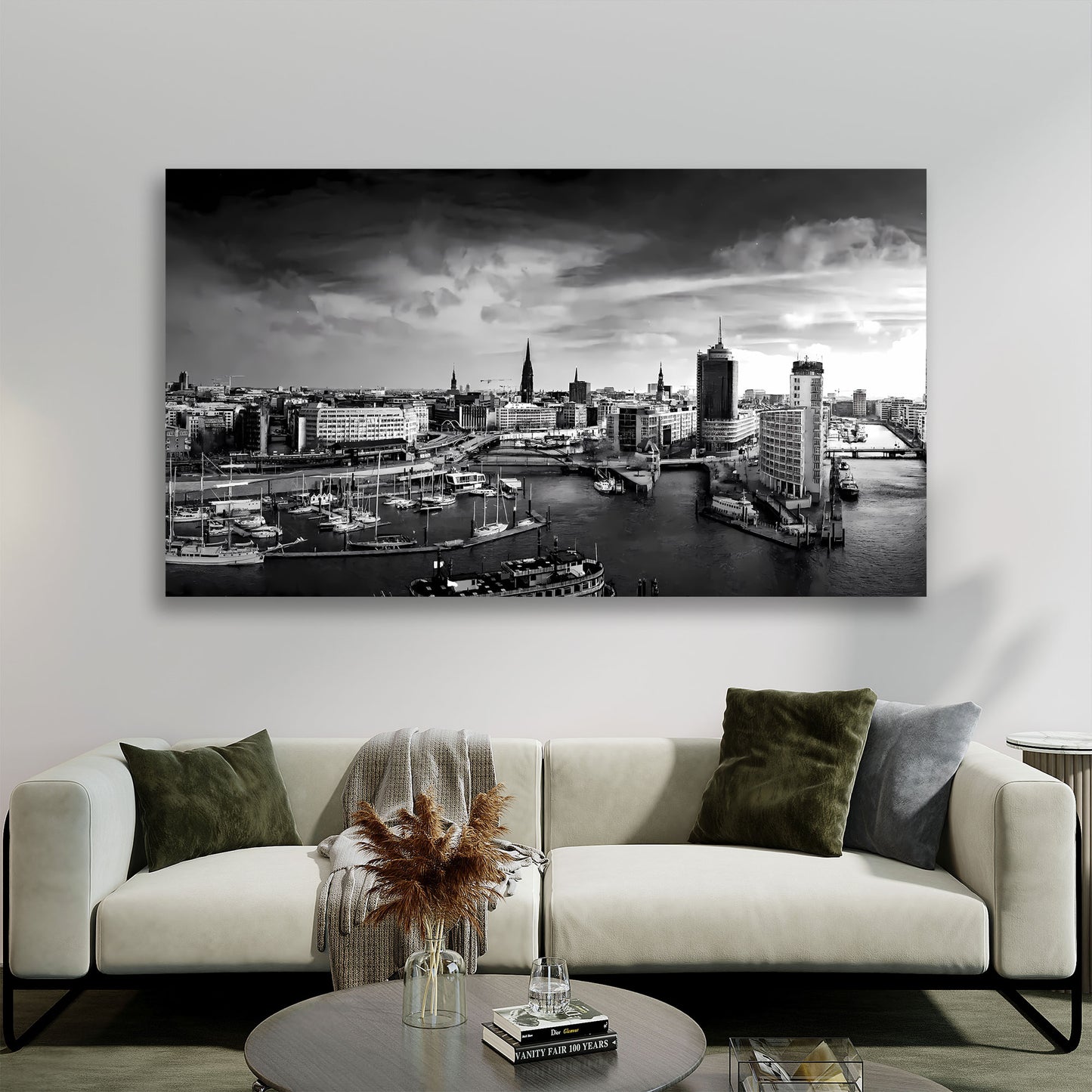 Quadro moderno Hamburg Skyline Porto bianco e nero