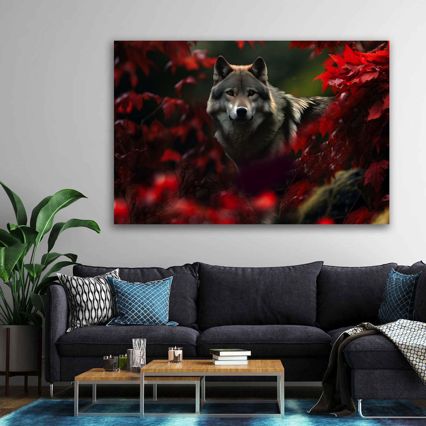 Quadro moderno Lupo nella foresta