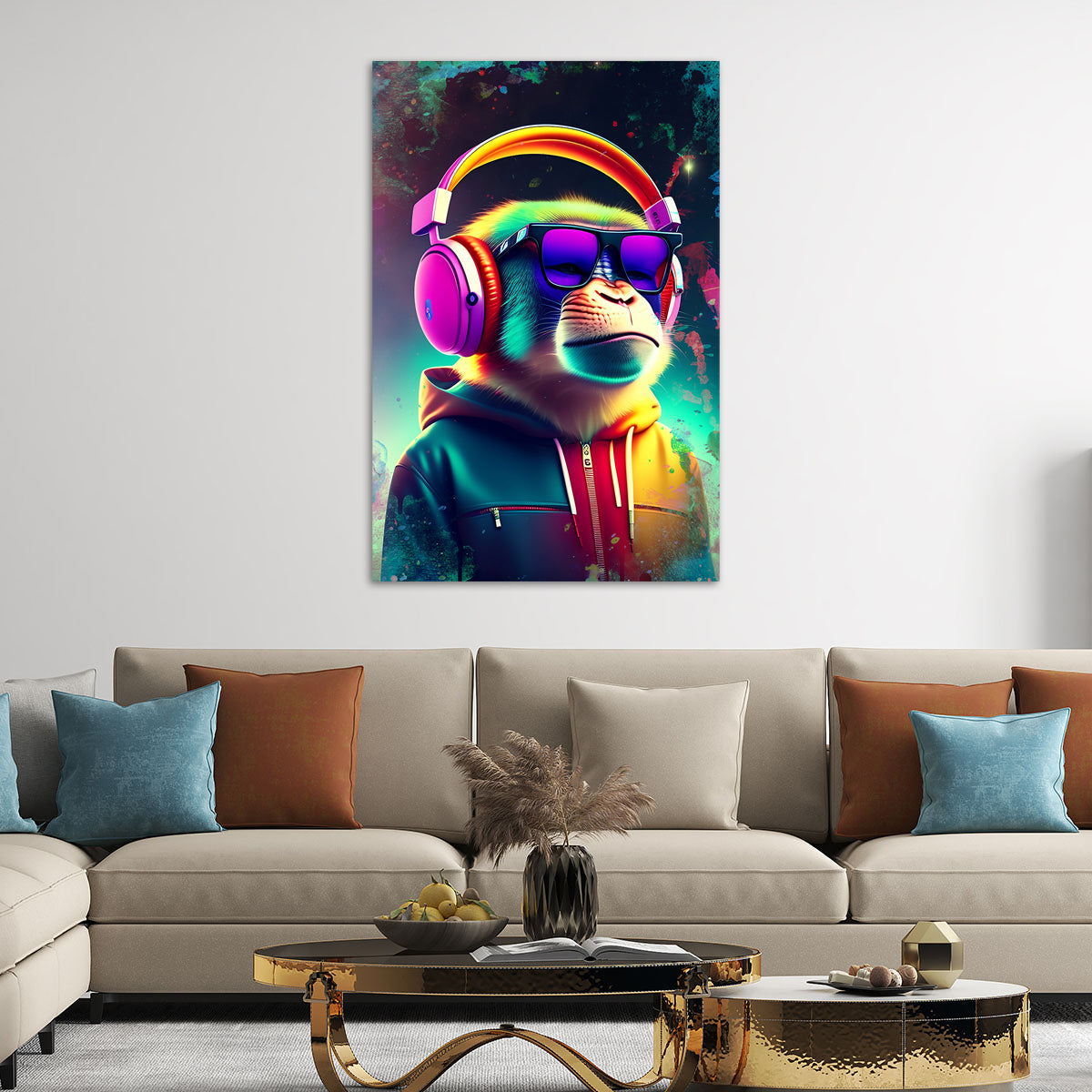 Quadro stampa su tela moderno Monkey Star Pop Art Abstract Style