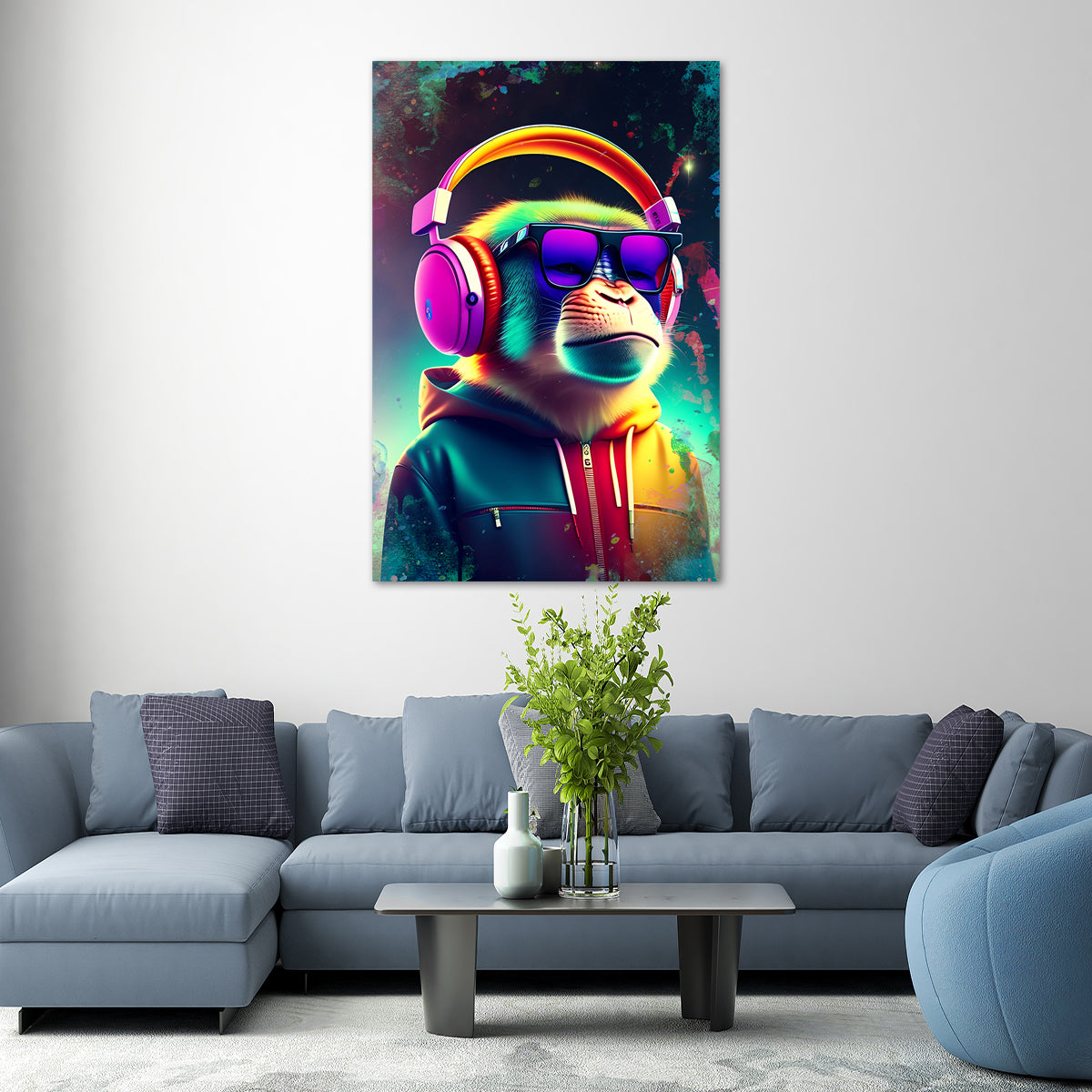 Quadro stampa su tela moderno Monkey Star Pop Art Abstract Style