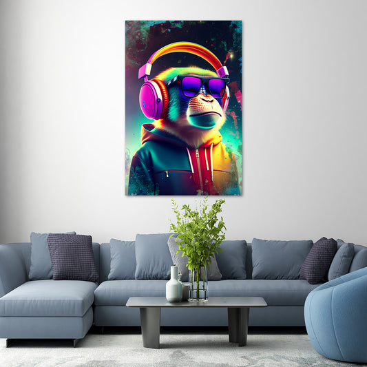 Quadro stampa su tela moderno Monkey Star Pop Art Abstract Style