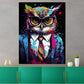 Quadro moderno Pop Art Gufo in giacca e cravatta Dark Mode
