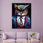 Quadro moderno Pop Art Gufo in giacca e cravatta Dark Mode