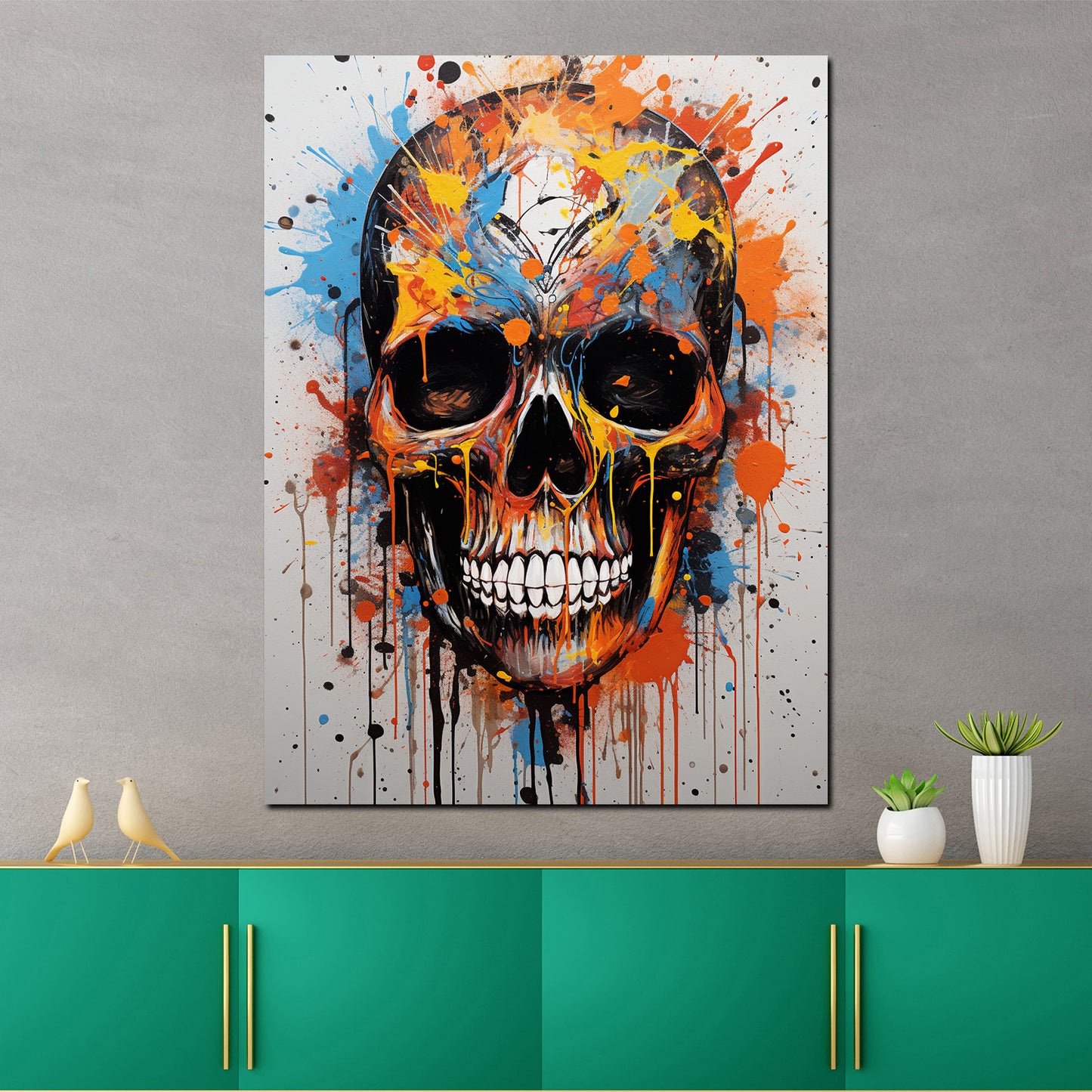 Quadro moderno Pop Art cranio Colour Splash