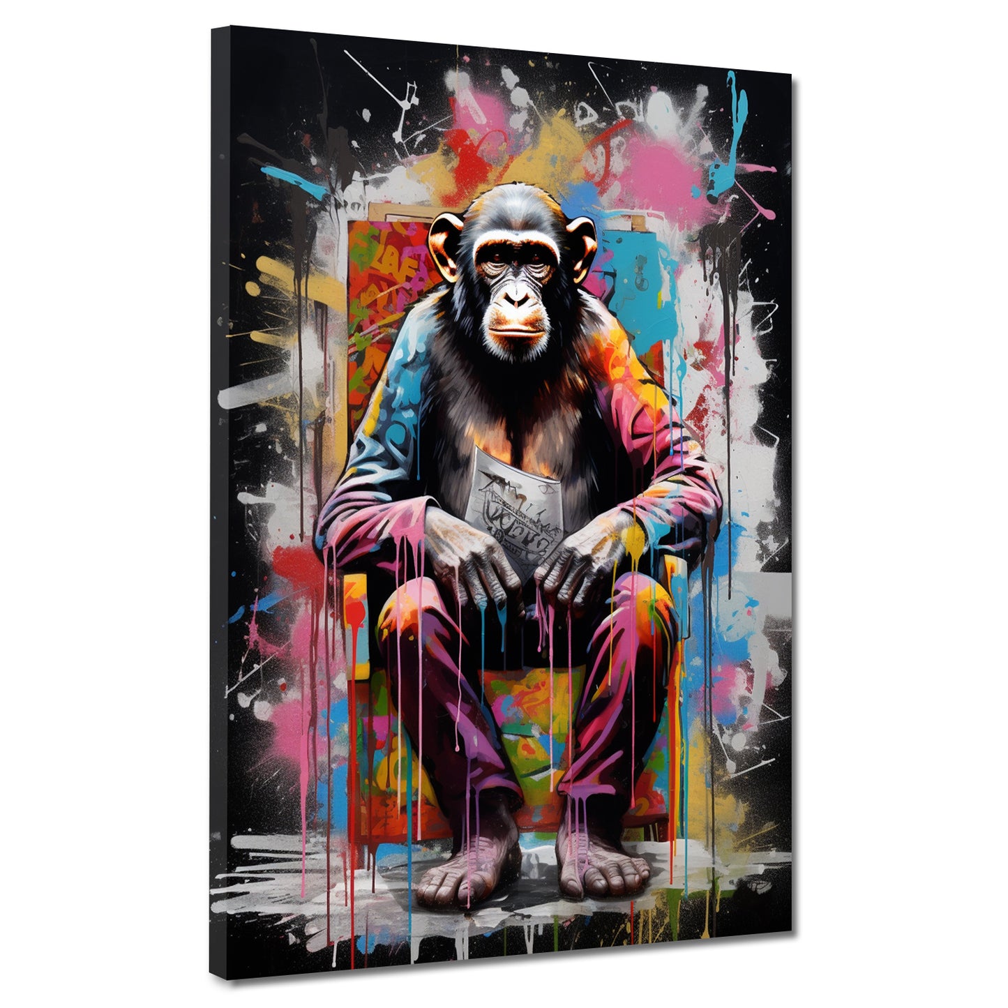Quadro moderno Pop Art scimmia seduta Colour Splash