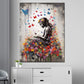 Quadro moderno Ragazza street art con fiori e farfalle