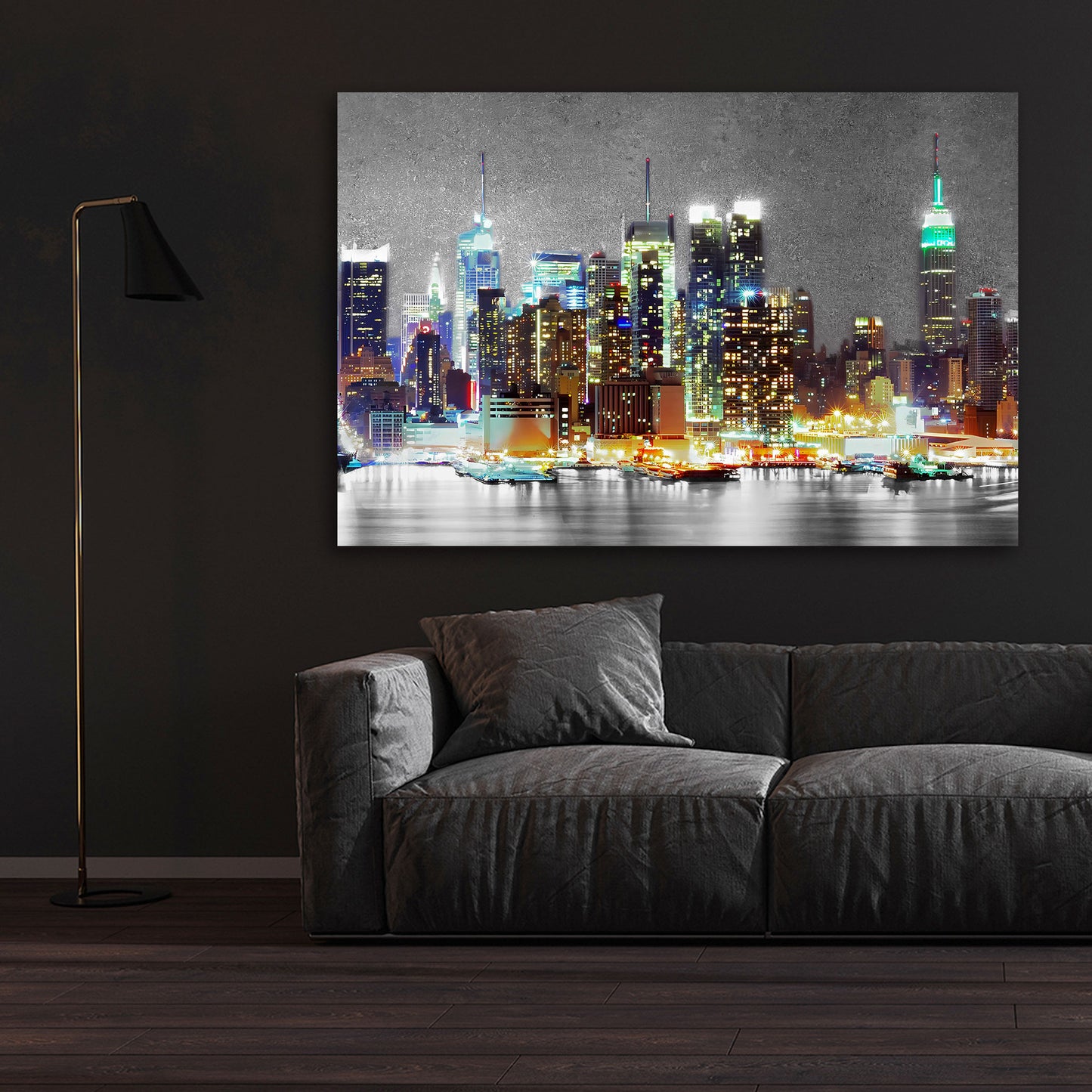 Quadro moderno Skyline luminoso di New York, USA