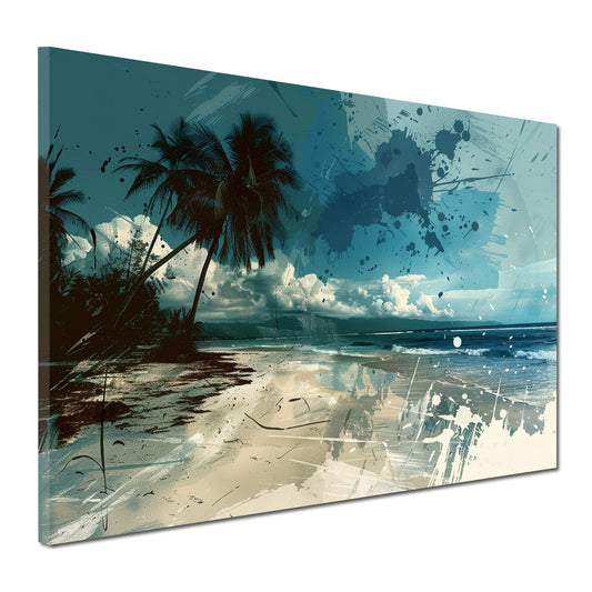 Quadro moderno Spiaggia astratta con palme e mare
