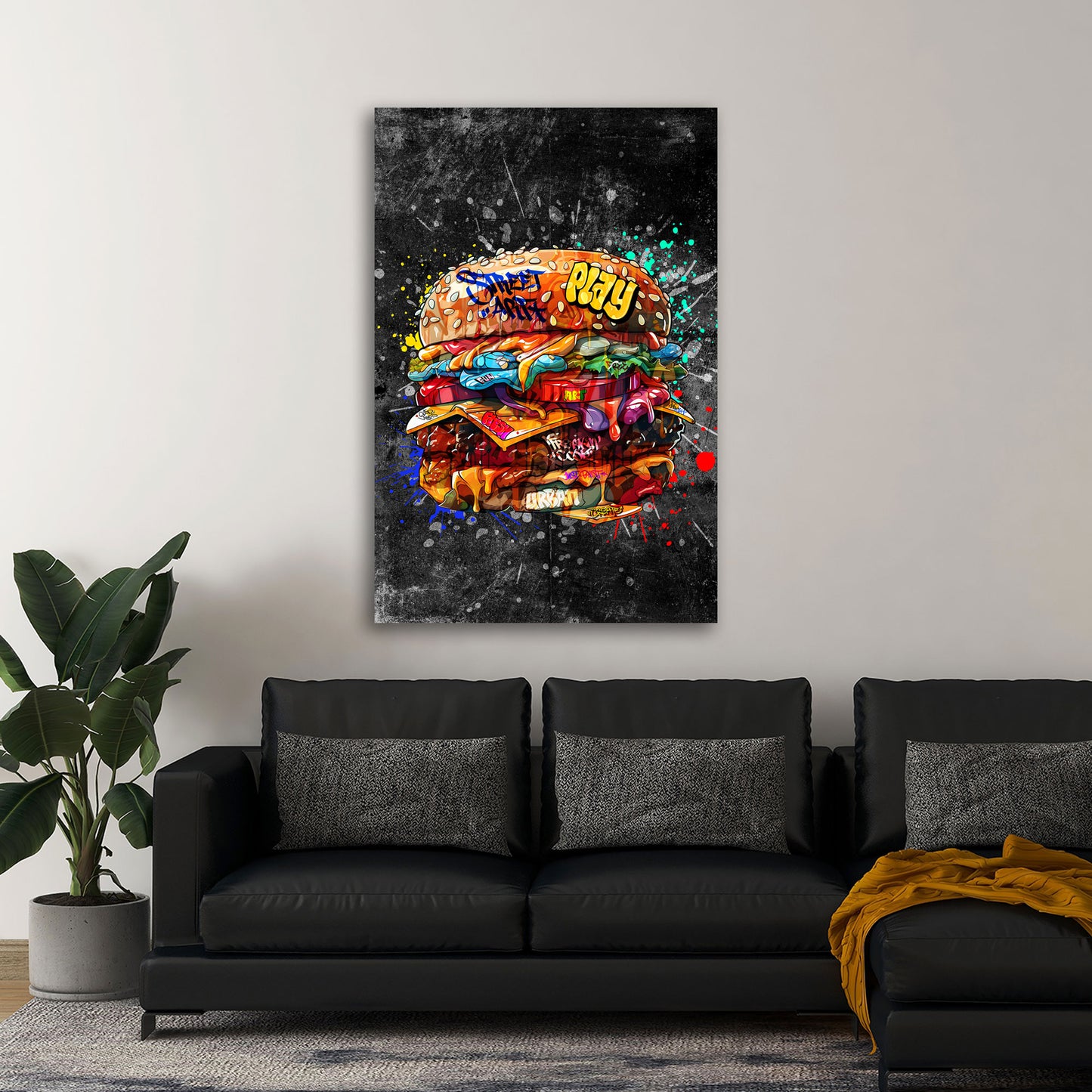 Quadro moderno Street Art Burger Dark Style