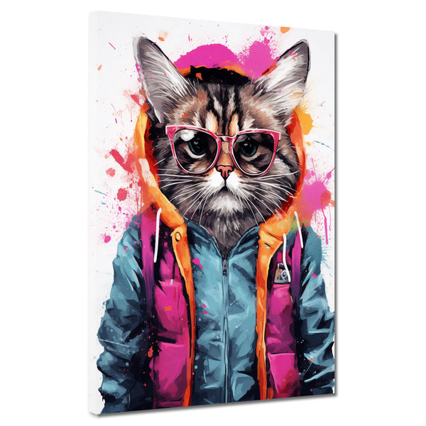 Quadro Street Art Gatto con felpa Consegna gratuita Artedinoi