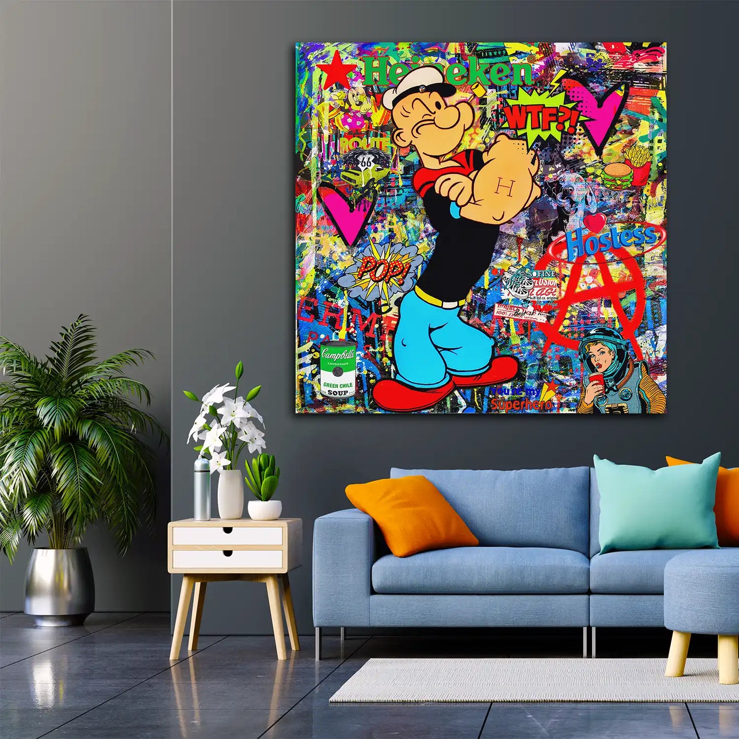 Quadro moderno Street Art Popeye Stars Comic, Pop Art