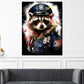 Quadro moderno Street Art Procione in uniforme di polizia