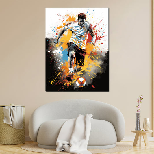 Quadro moderno Street Art Uomo con calcio Colour Splash
