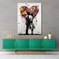 Quadro moderno Street Art coppia con un cuore fatto di fiori