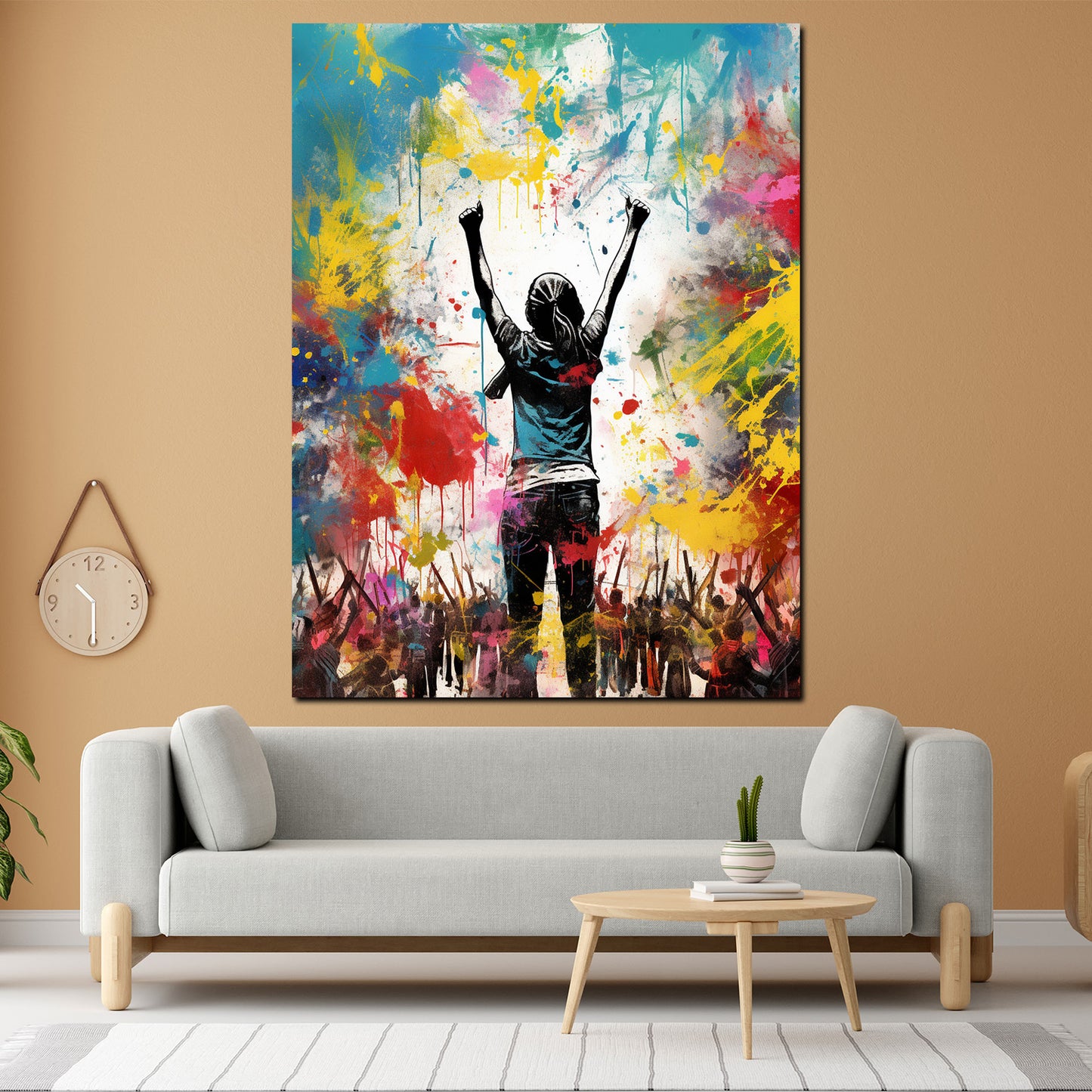Quadro moderno Street Art persone che applaudono Colour Splash