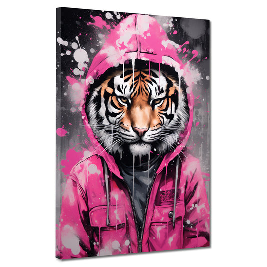 Quadro moderno Tigre in giacca rosa Pop Art
