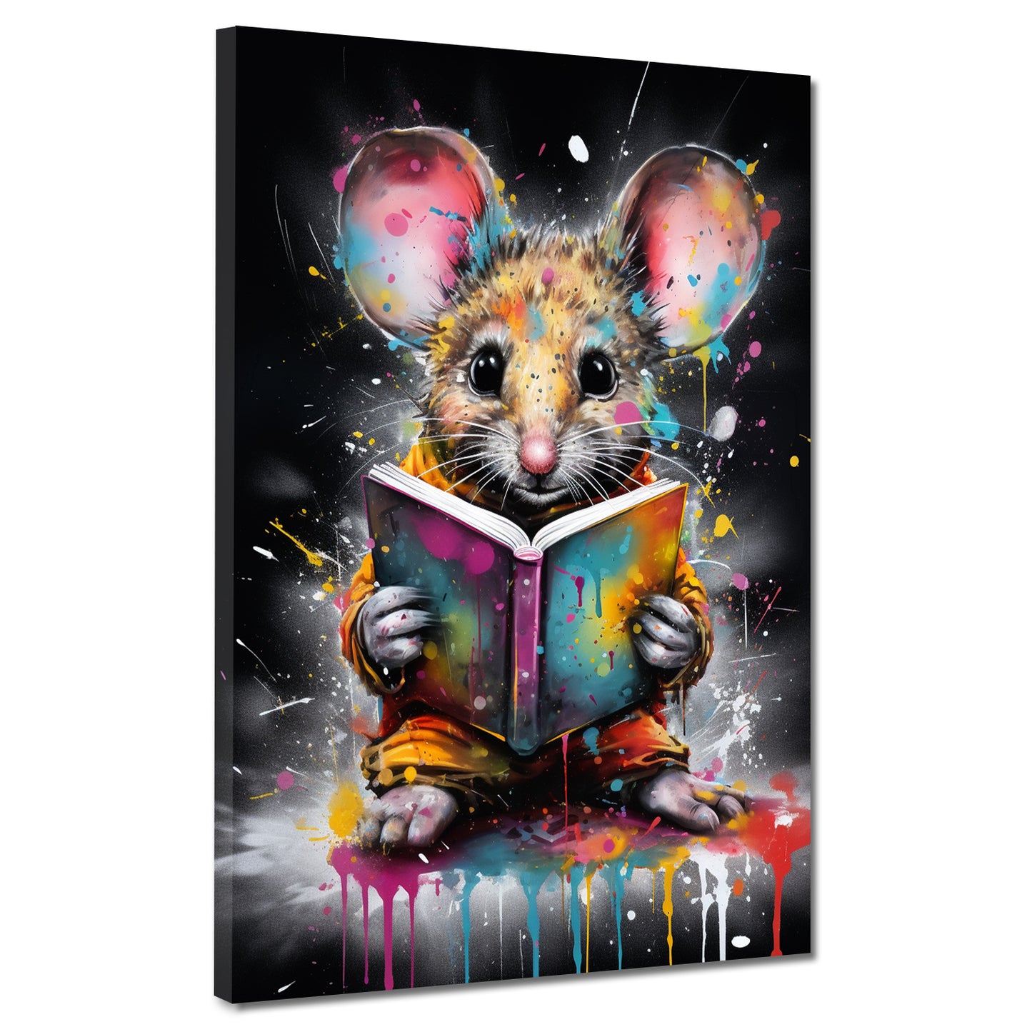 Quadro moderno Topo con libro colour splash