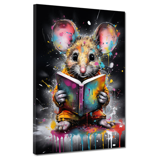 Quadro moderno Topo con libro colour splash