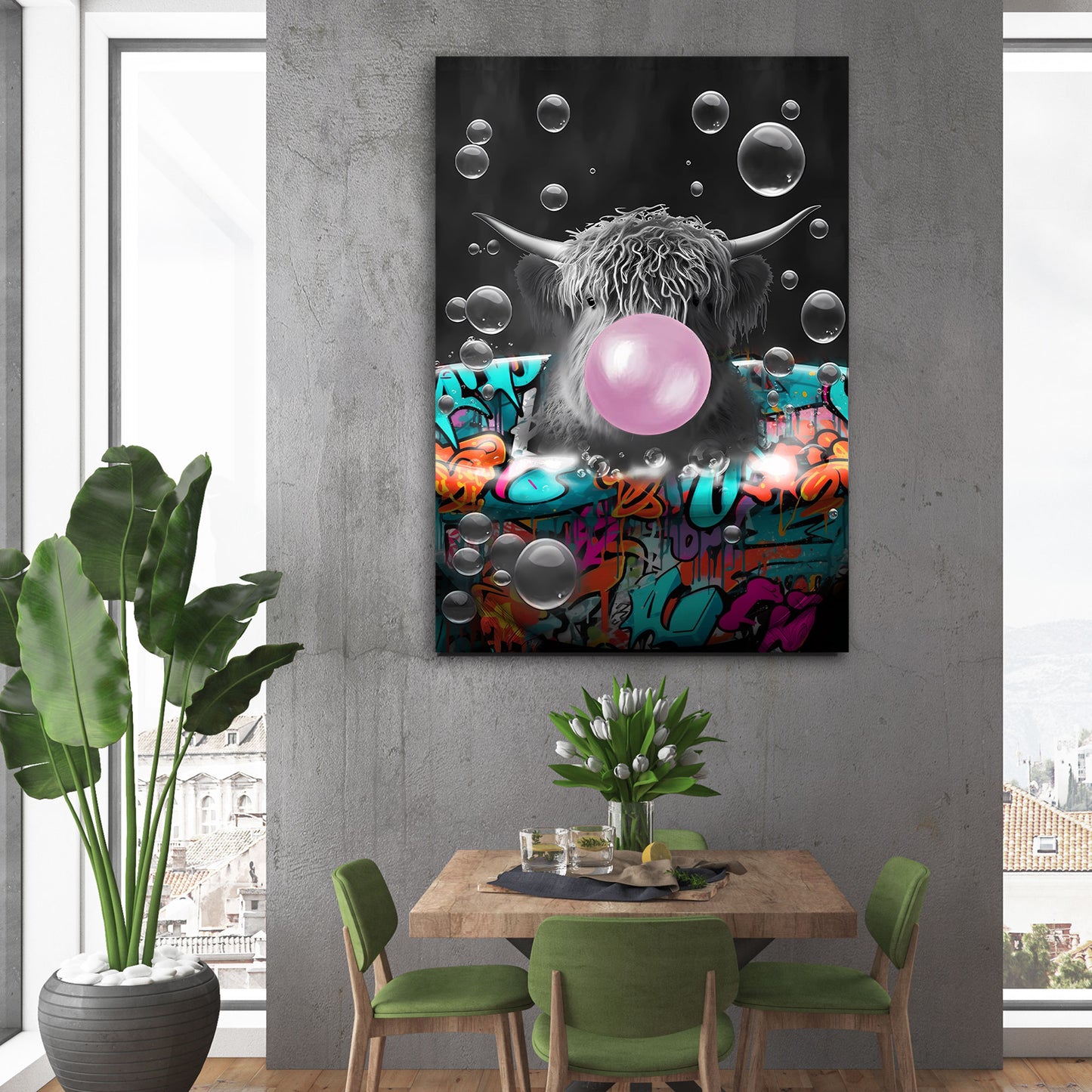 Quadro moderno Toro street art nella vasca da bagno