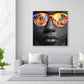 Quadro moderno Viso in bianco e nero con occhiali da sole colorati