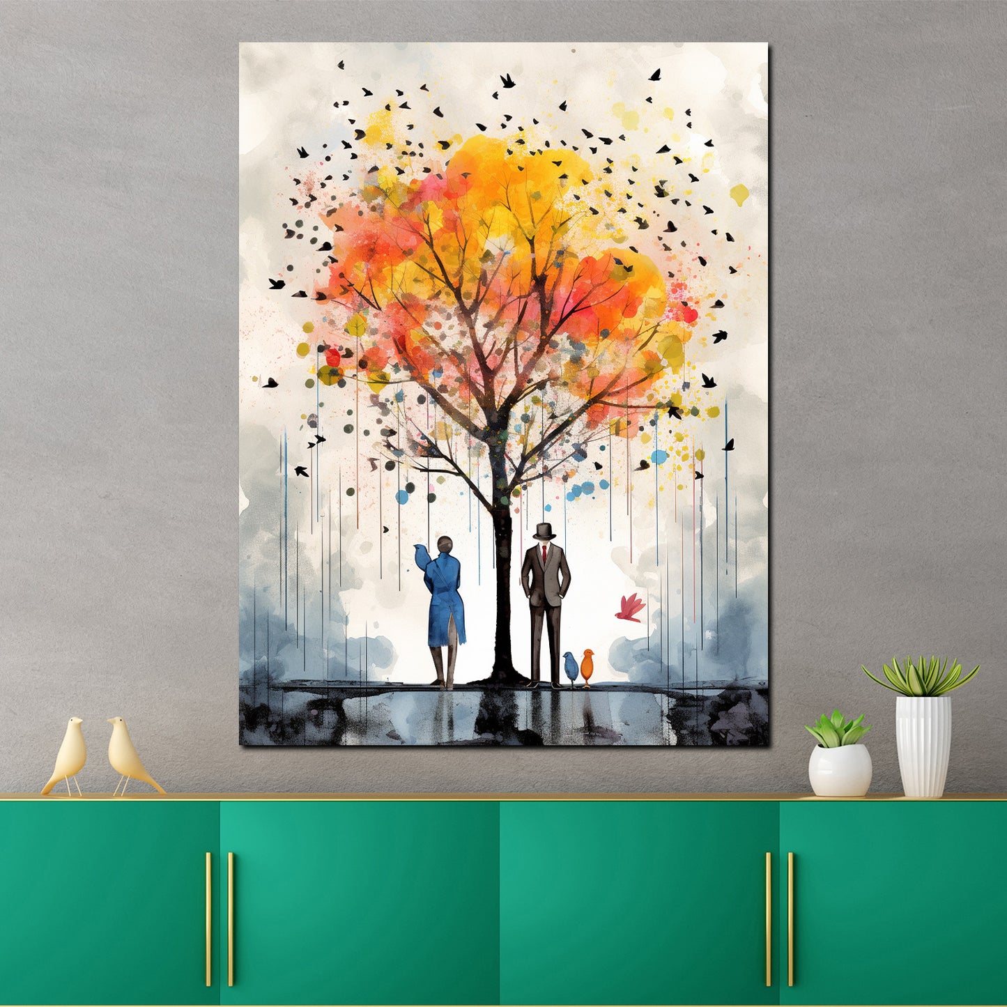 Quadro moderno albero autunnale astratto Painting Style