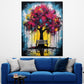 Quadro moderno albero con foglie rosa