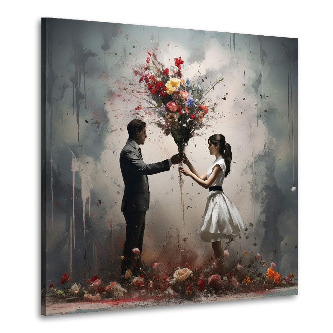 Quadro moderno amanti dell astratto con tanti fiori colorati