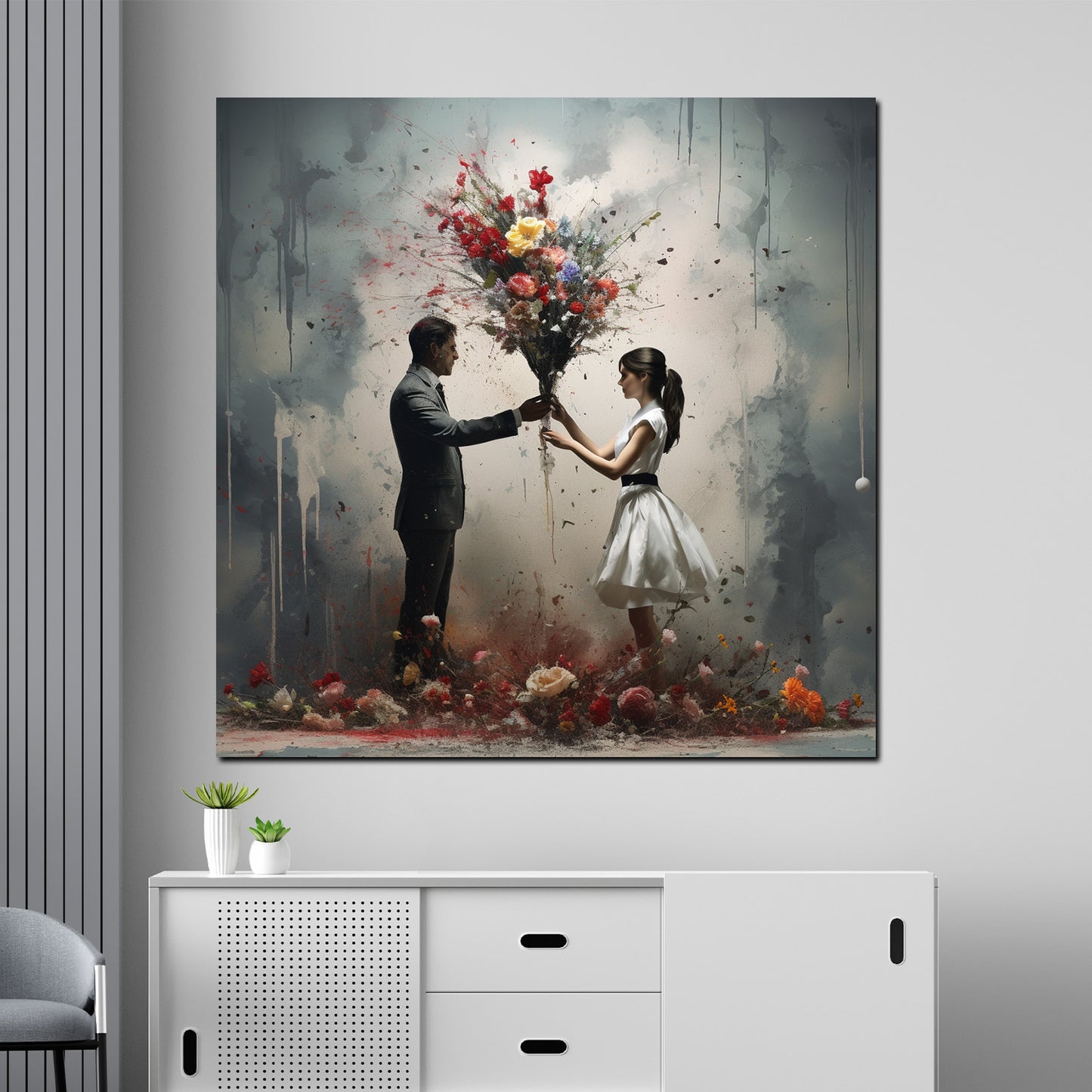 Quadro moderno amanti dell astratto con tanti fiori colorati