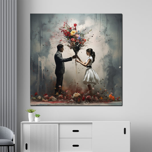Quadro moderno amanti dell astratto con tanti fiori colorati