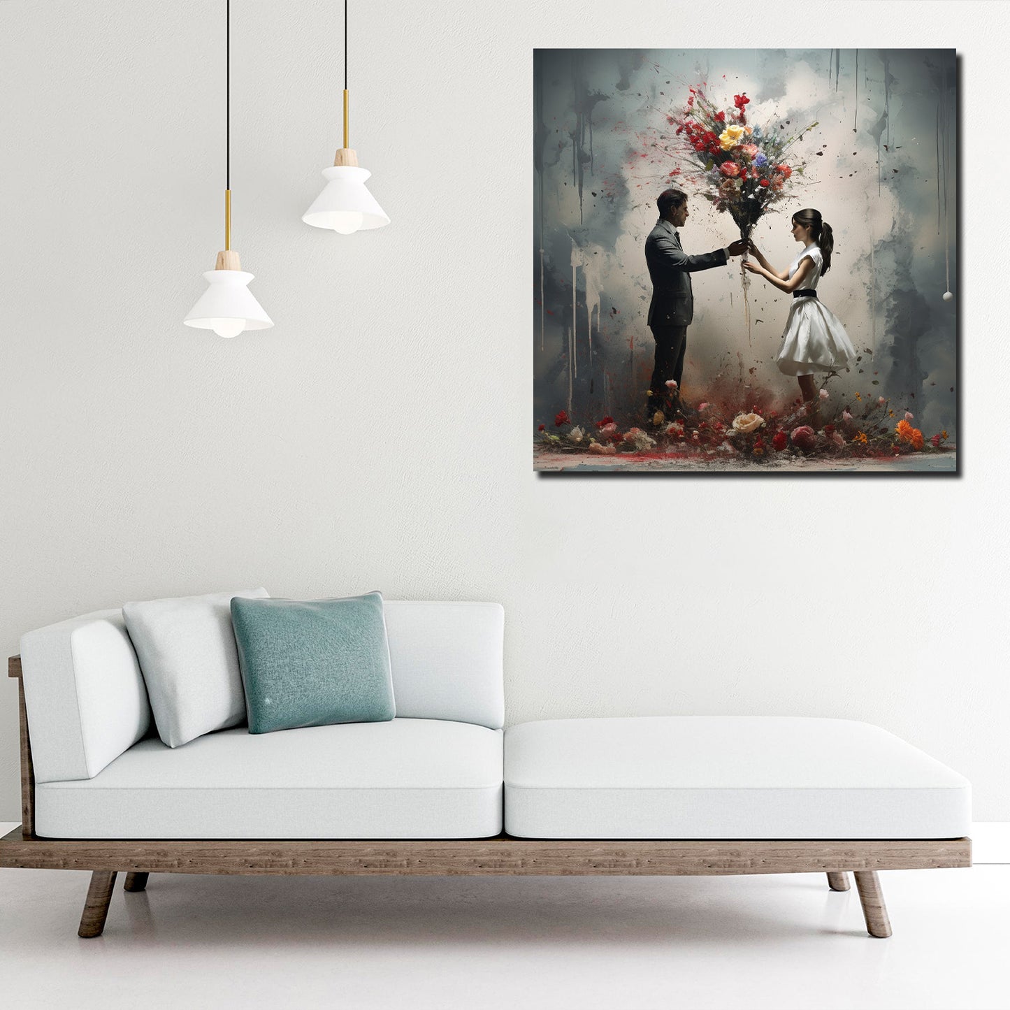 Quadro moderno amanti dell astratto con tanti fiori colorati