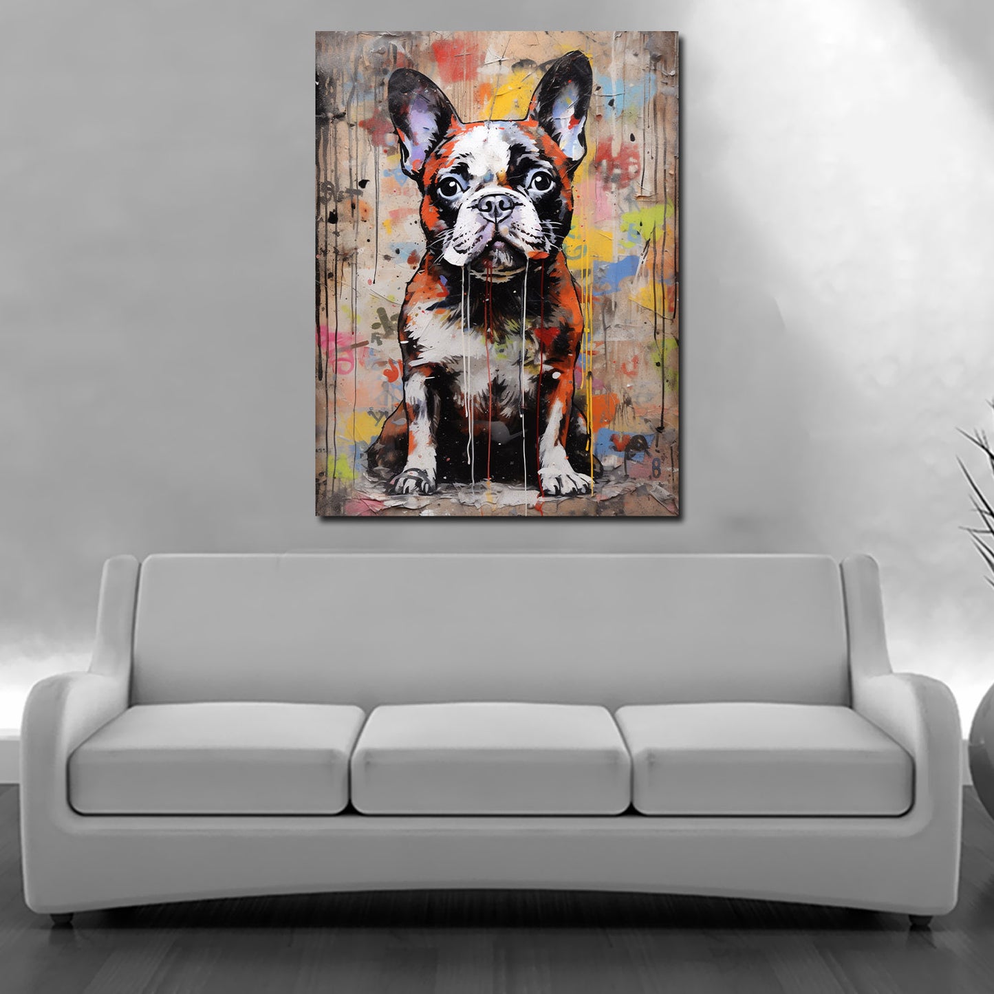 Quadro moderno astratto Bulldog Francese