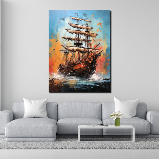 Quadro moderno astratto Veliero in alto mare