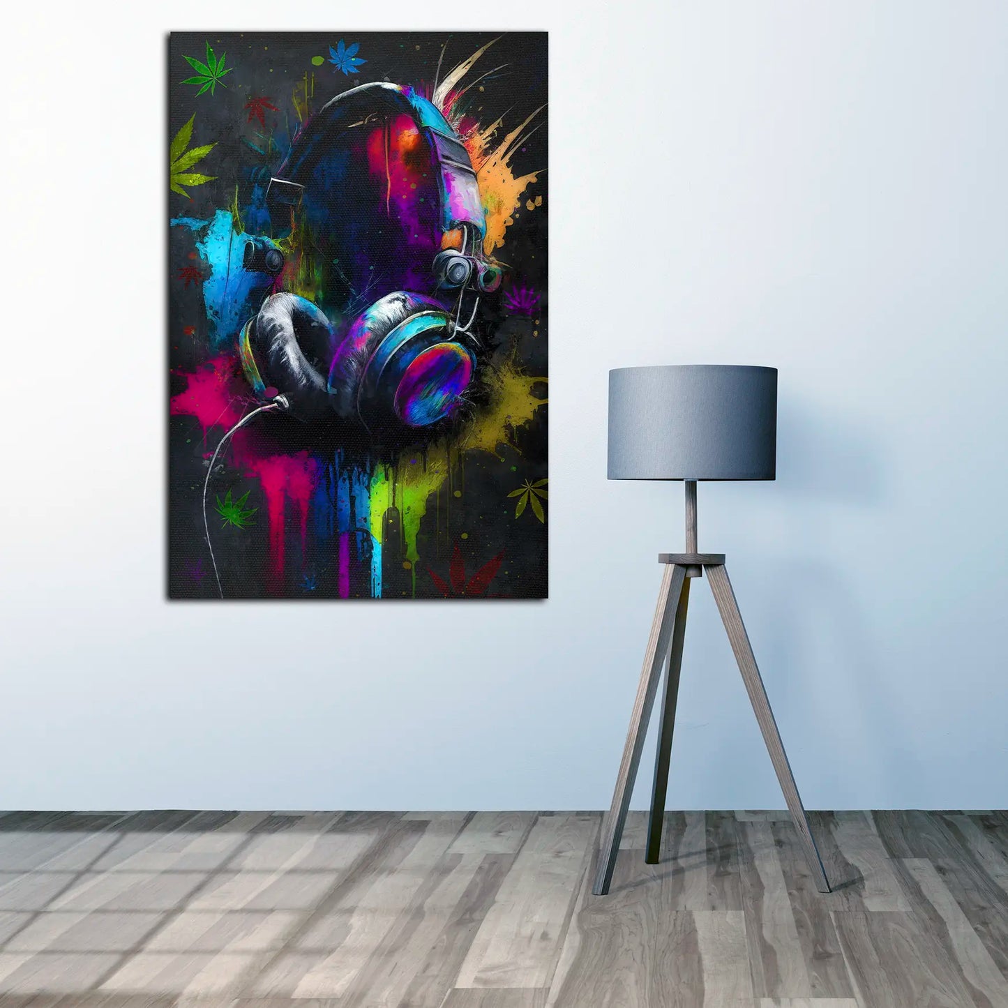 Quadro stampa su tela moderno astratto Cuffie Grass Style