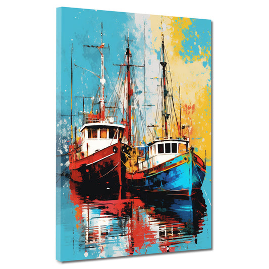 Quadro moderno astratto due barche Painting Style