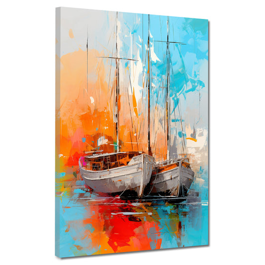 Quadro moderno astratto due barche a vela Painting Style