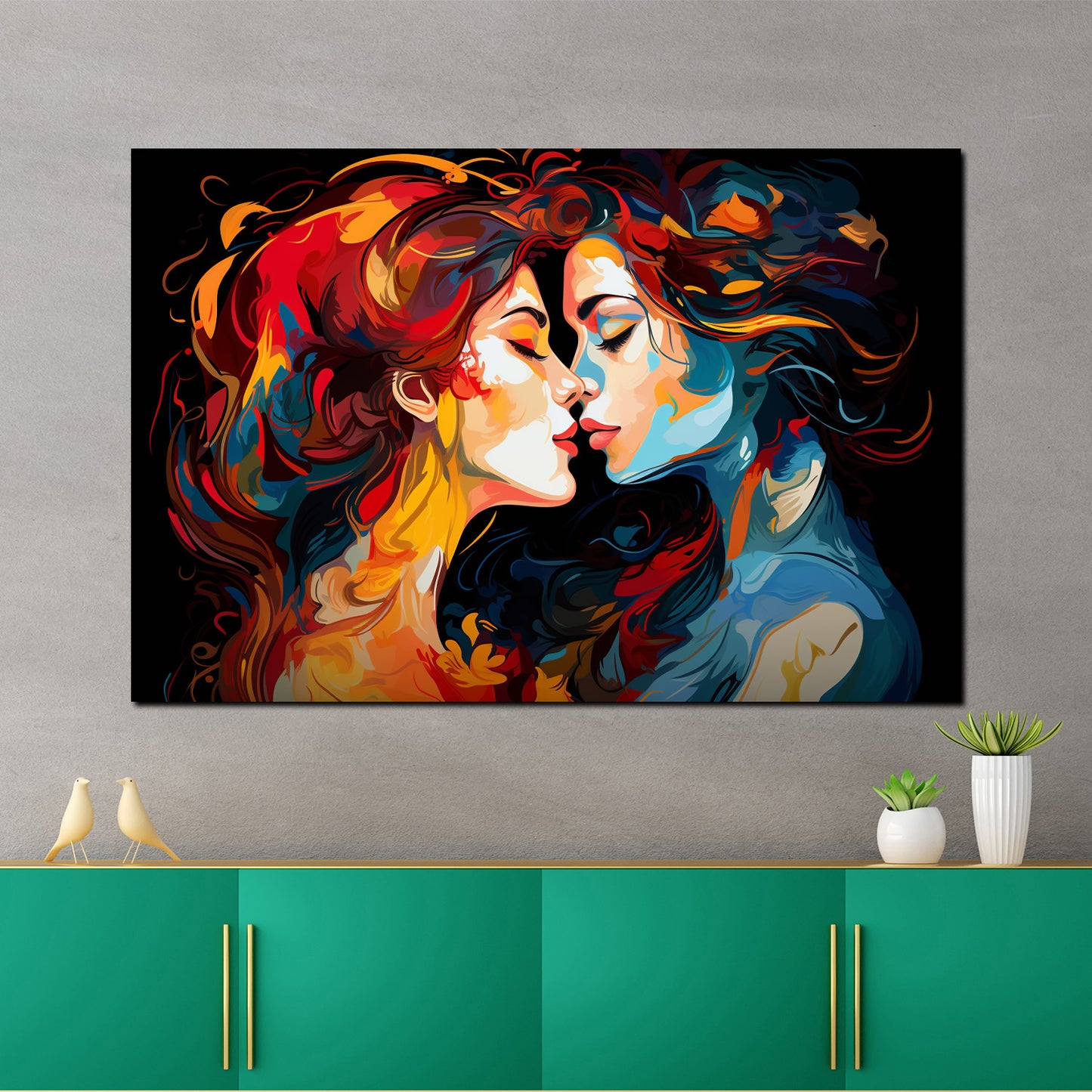 Quadro moderno astratto due donne Painting Style