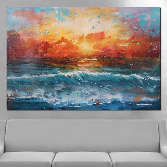 Quadro moderno astratto mare e tramonto