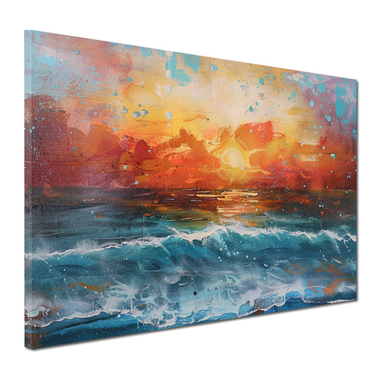 Quadro moderno astratto mare e tramonto