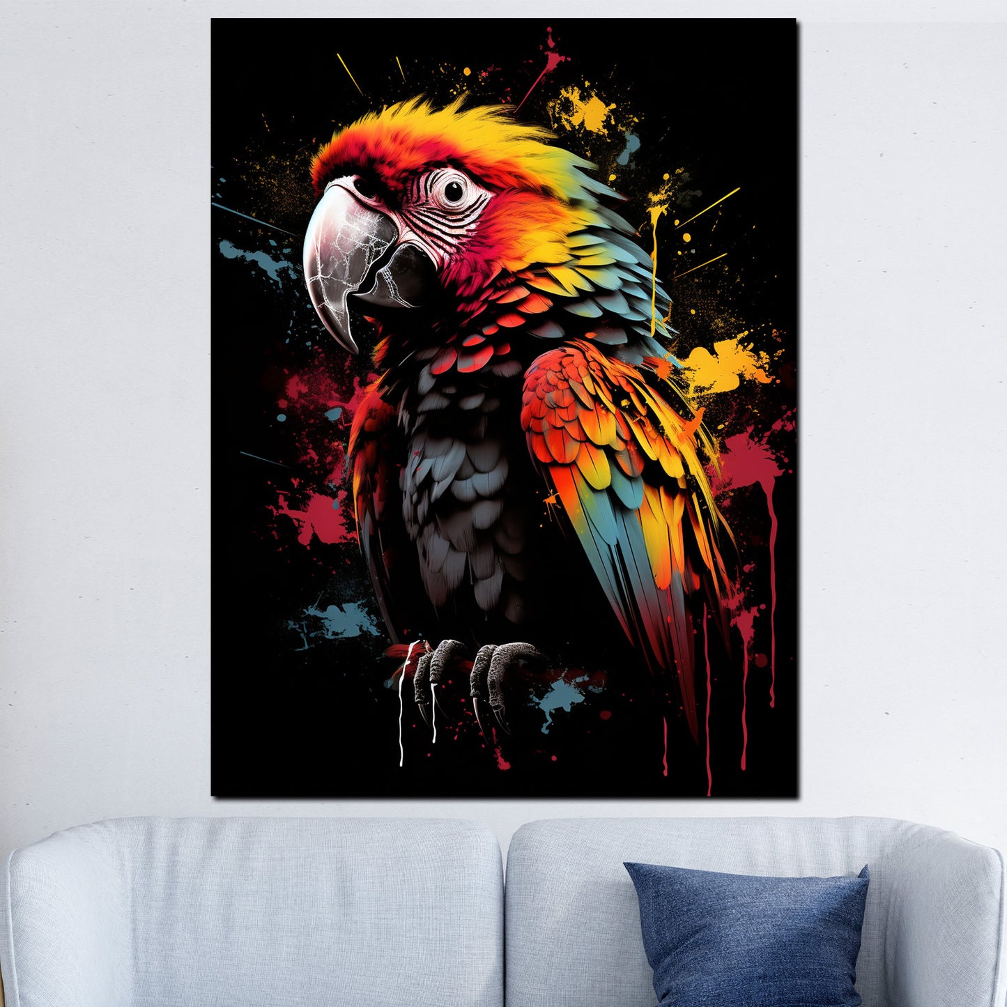 Quadro moderno bellissimo pappagallo colorato dark style