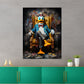 Quadro moderno comic duck pop art seduto in poltrona dark