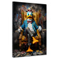Quadro moderno comic duck pop art seduto in poltrona dark
